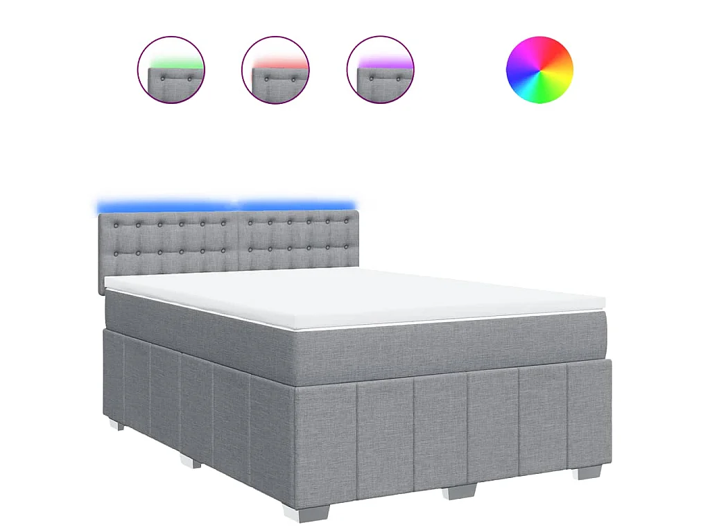 Boxspring met matras stof lichtgrijs 140x190 cm