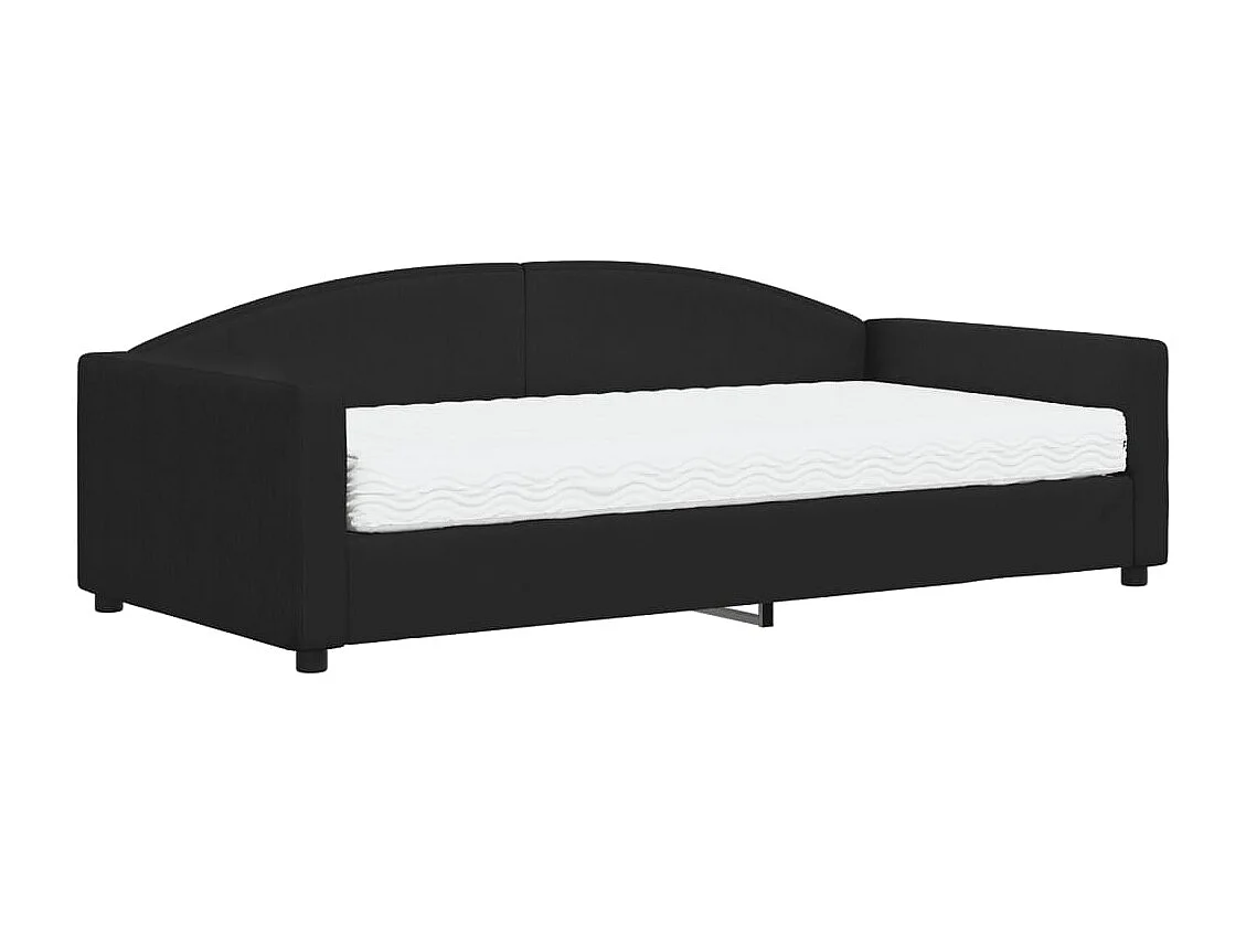 Tagesbett mit Matratze Schwarz 100x200 cm Stoff