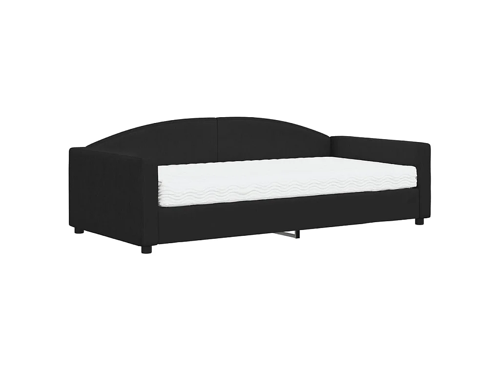 Lit de jour avec matelas noir 100x200 cm tissu