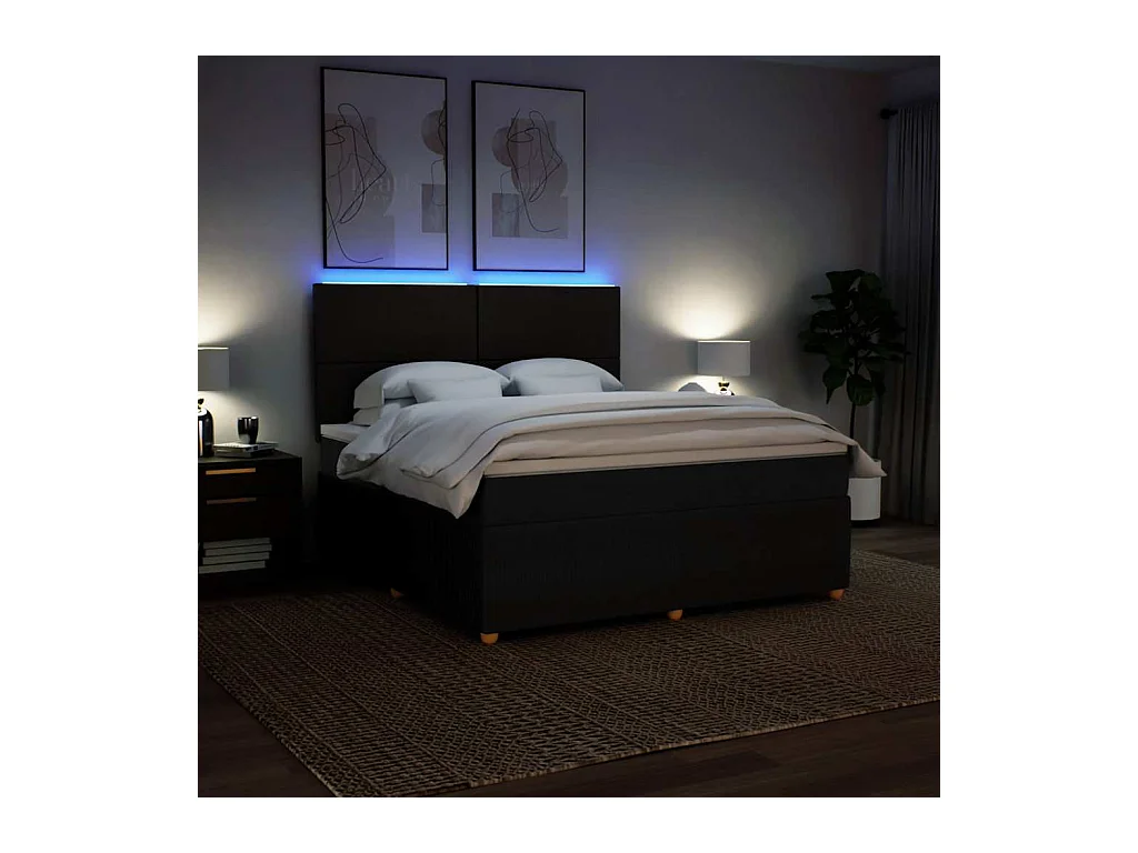 Boxspringbett mit Matratze Schwarz 180x200 cm Stoff