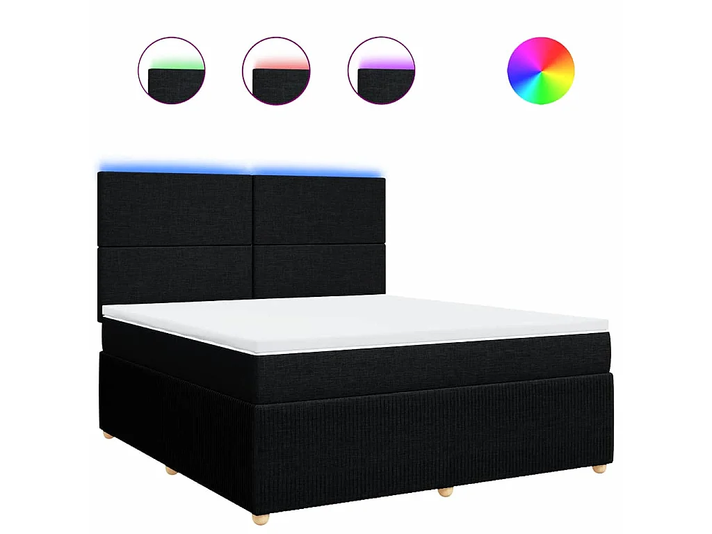 Sommier à lattes de lit avec matelas Noir 180x200 cm Tissu