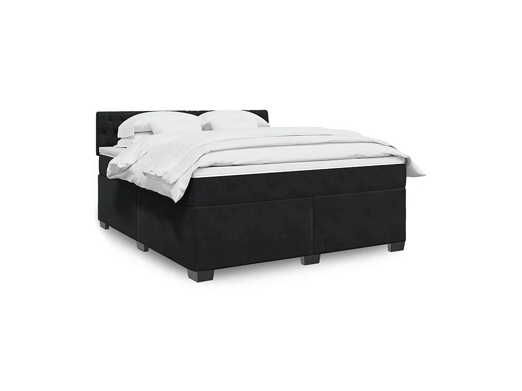 Sommier à lattes de lit avec matelas Noir 180x200 cm Velours