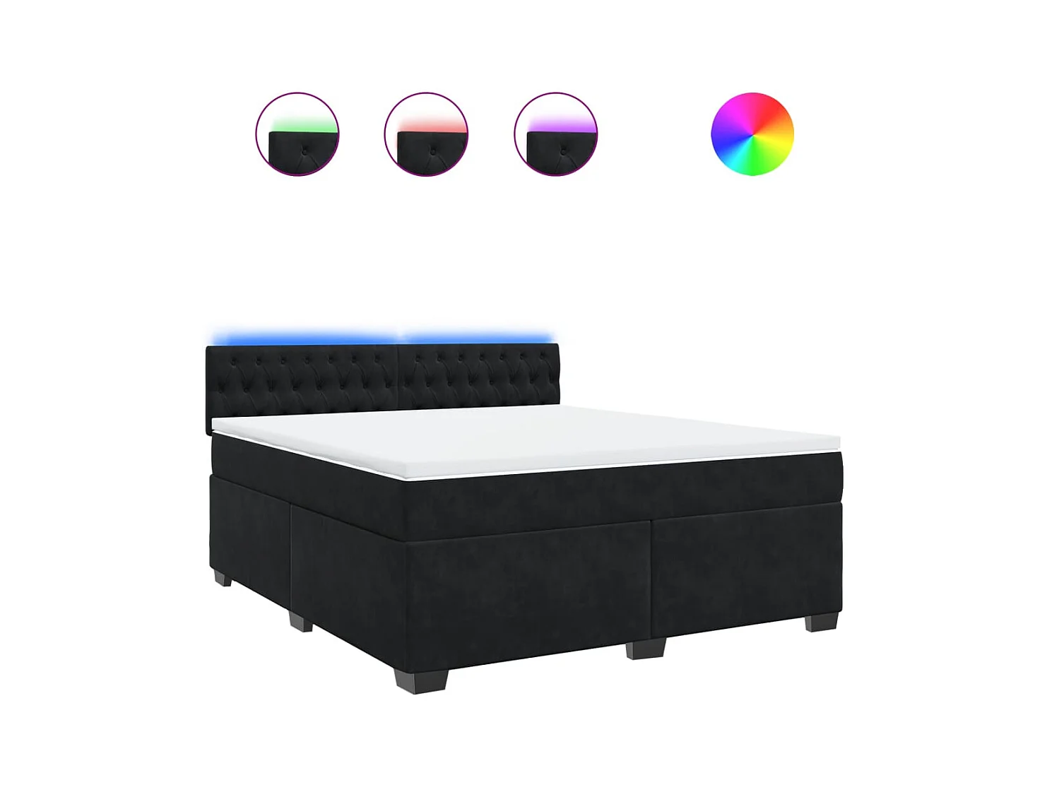 Sommier à lattes de lit avec matelas Noir 180x200 cm Velours