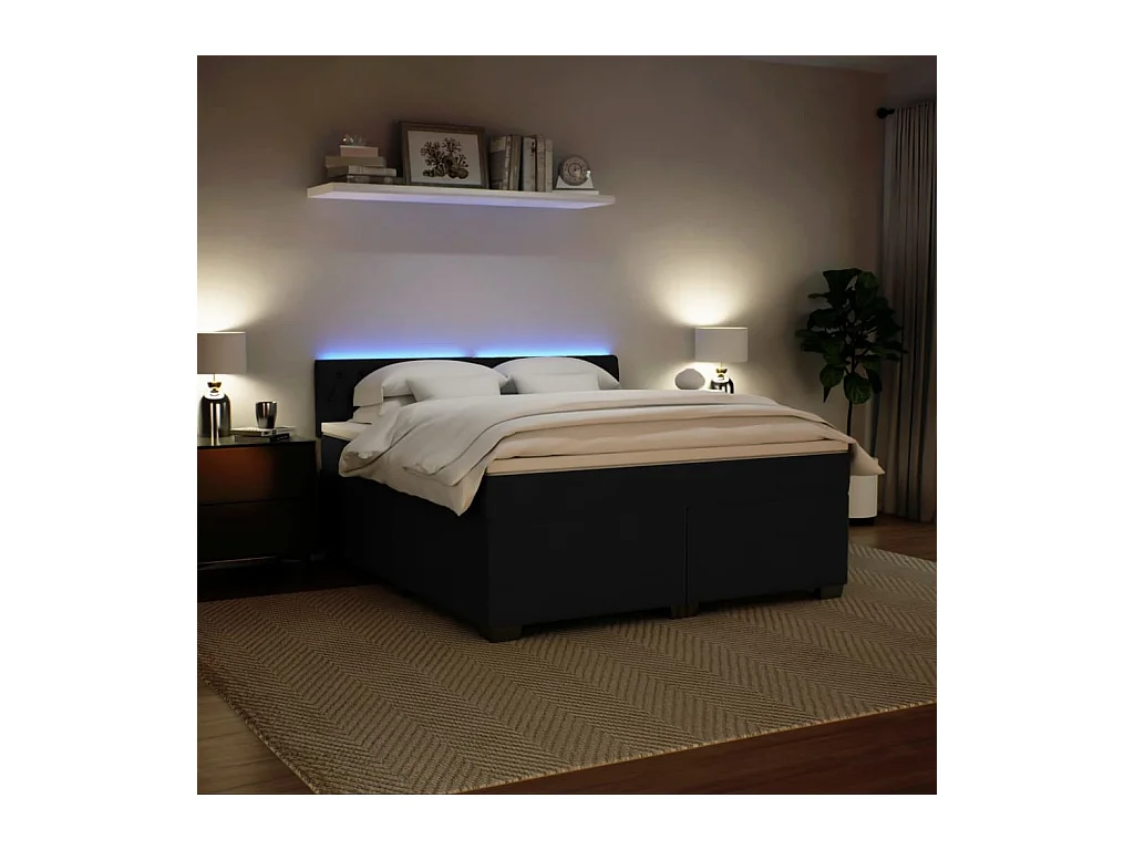 Sommier à lattes de lit avec matelas Noir 180x200 cm Velours