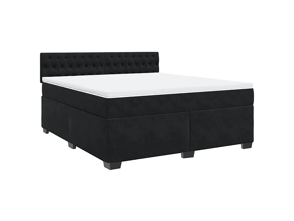 Sommier à lattes de lit avec matelas Noir 180x200 cm Velours