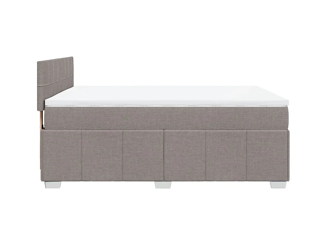 Cama box spring con colchón tela gris taupe 140x200 cm