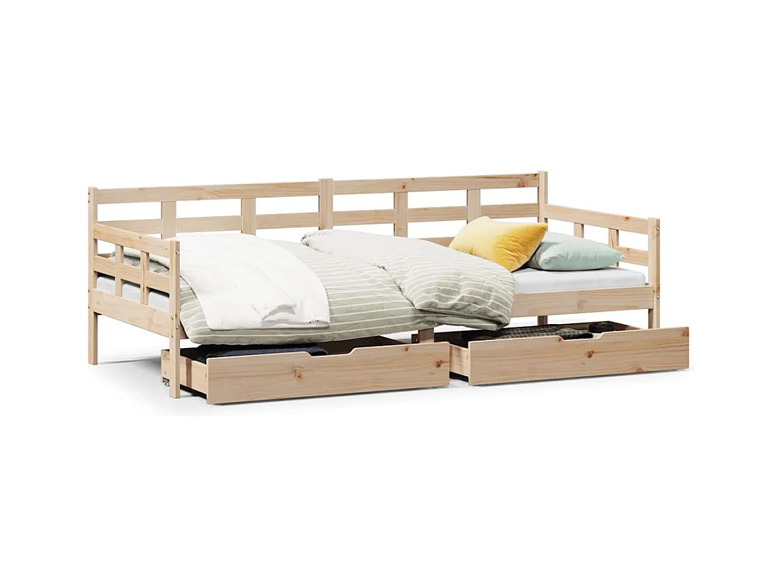 Dormeuse con Cassetti 90x200 cm Legno Massello Pino