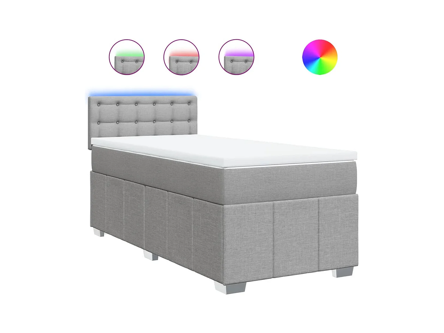 Sommier à lattes de lit avec matelas Gris clair 90x200 cm Tissu