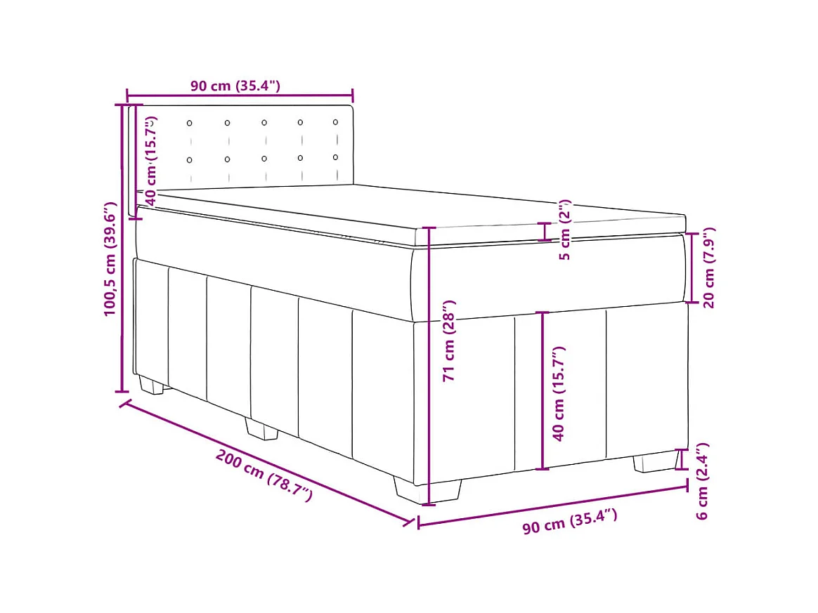 Sommier à lattes de lit avec matelas Gris clair 90x200 cm Tissu