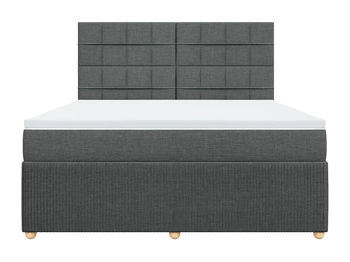 Cama box spring con colchón tela gris oscuro 180x200 cm