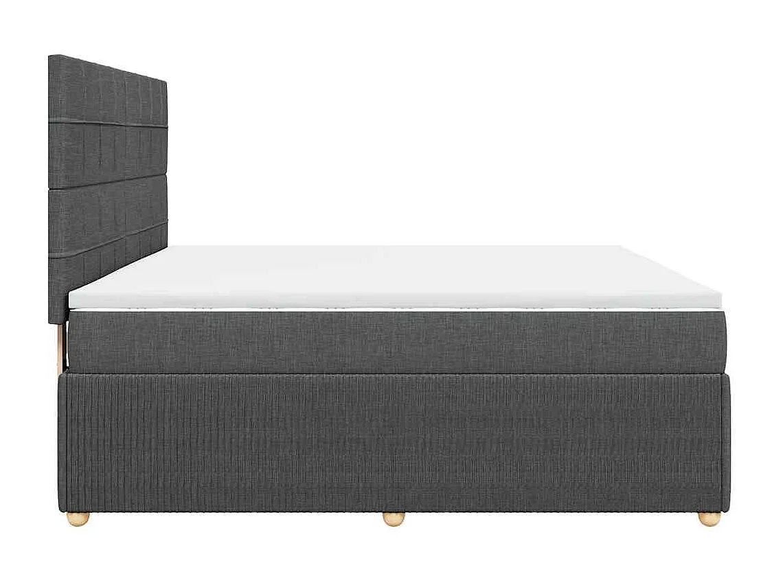 Cama box spring con colchón tela gris oscuro 180x200 cm