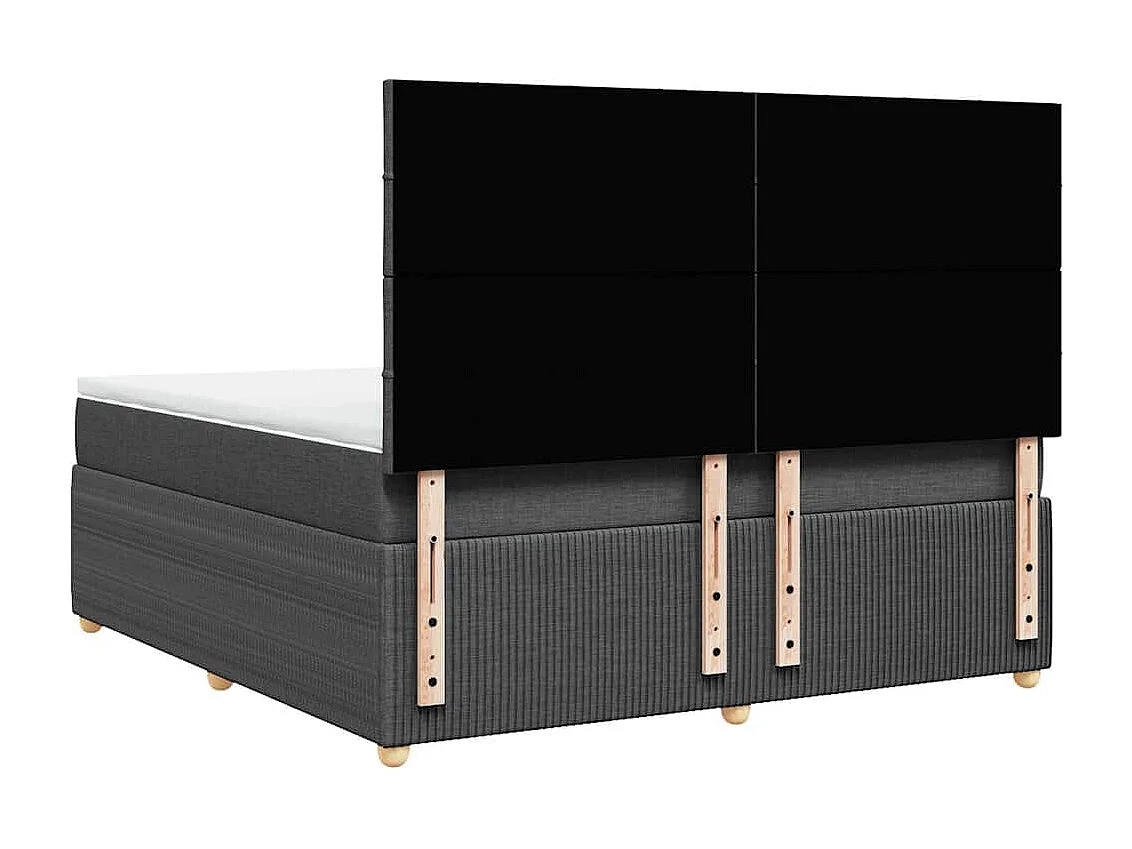Cama box spring con colchón tela gris oscuro 180x200 cm