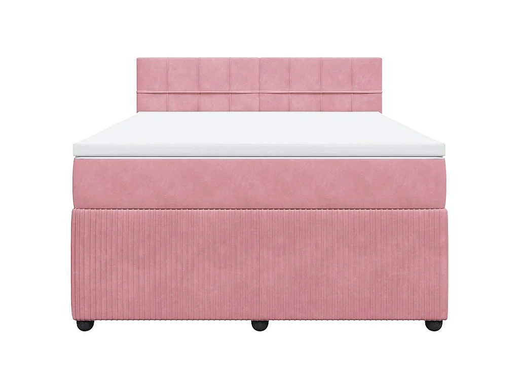 Boxspring met matras fluweel roze 140x200 cm
