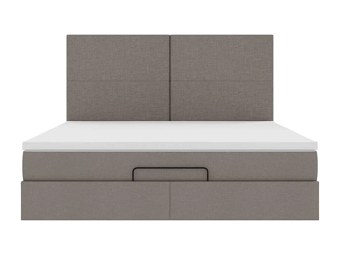 Cadre de lit ottoman avec matelas taupe 180x200 cm tissu