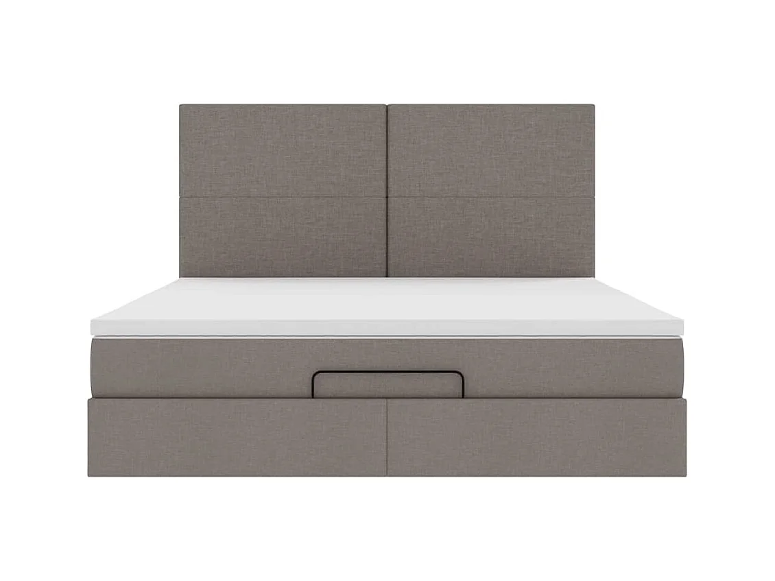 Cadre de lit ottoman avec matelas taupe 180x200 cm tissu