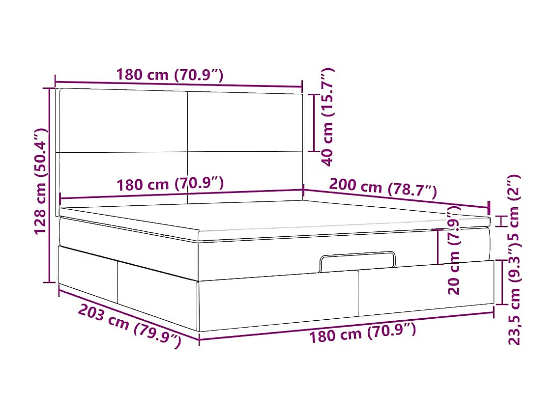 Ottoman bed met matras 180x200cm stof taupe