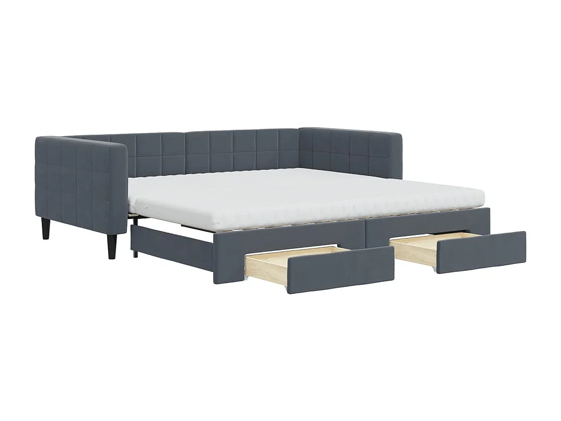 Tagesbett Ausziehbar mit Schubladen Dunkelgrau 100x200 cm Samt