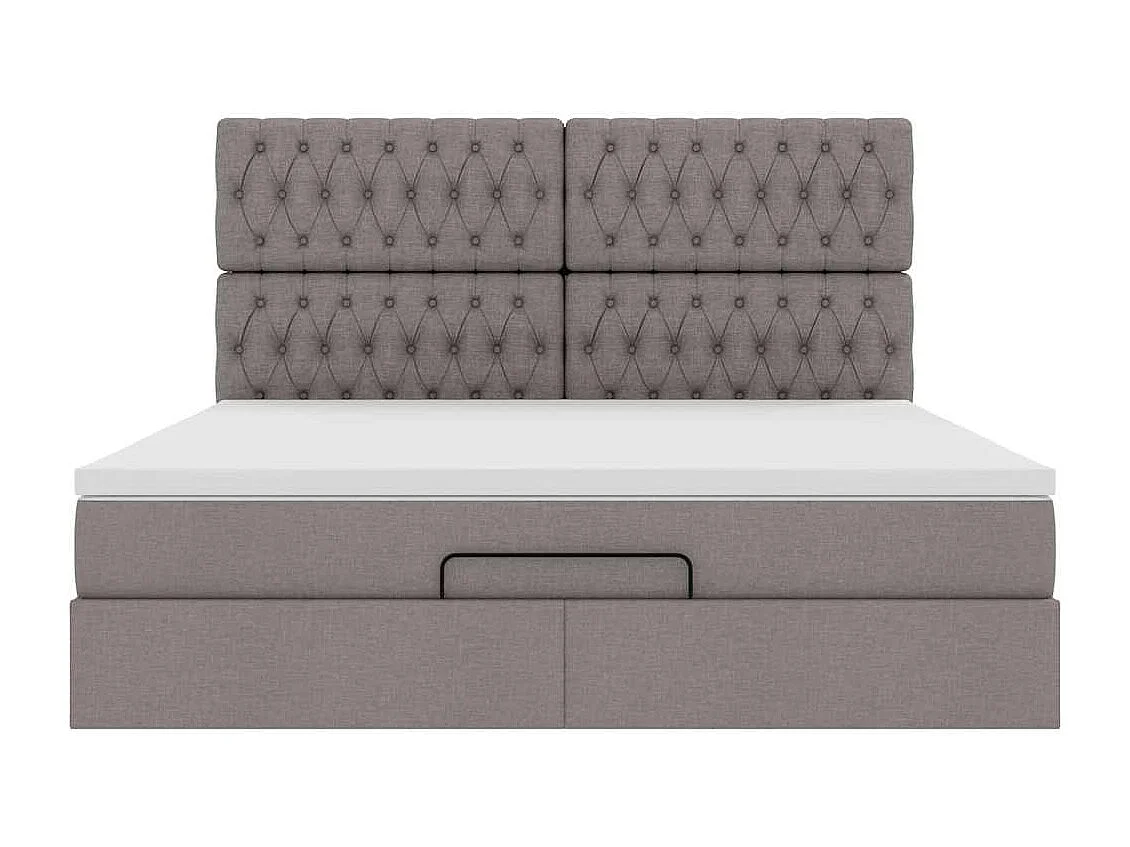 Cadre de lit ottoman avec matelas taupe 160x200 cm tissu