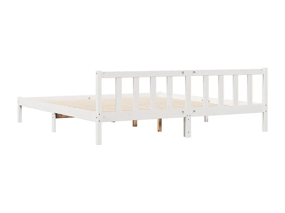 Letto Extra Lungo senza Materasso Bianco 180x220 cm in Pino