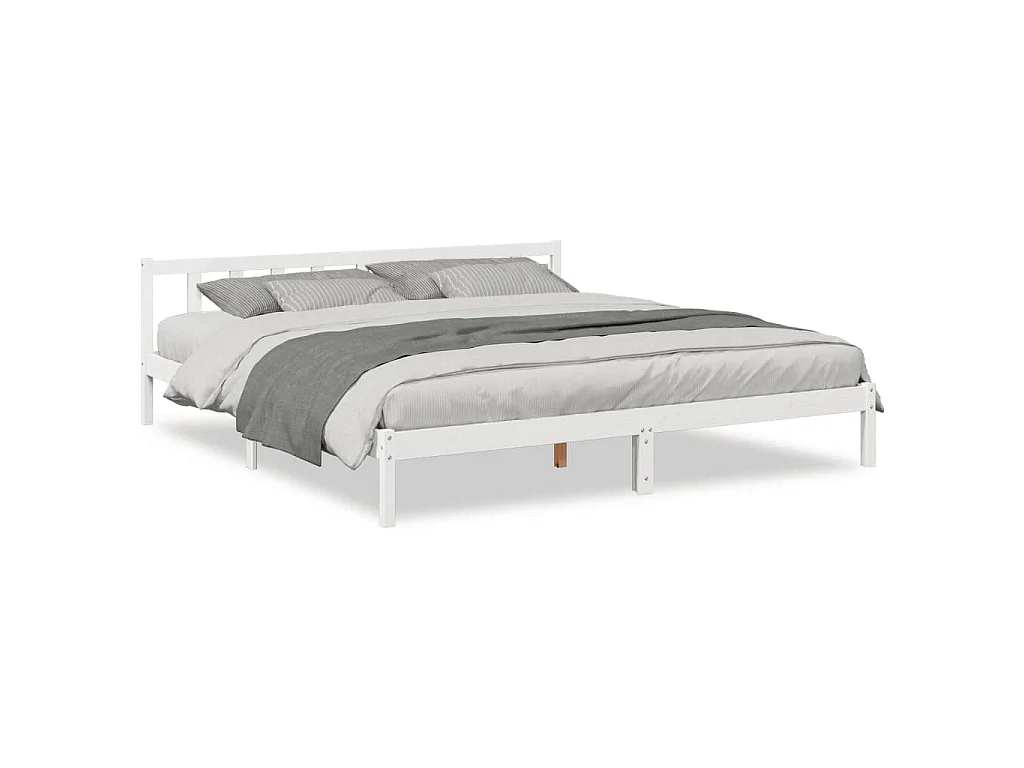 Letto Extra Lungo senza Materasso Bianco 180x220 cm in Pino
