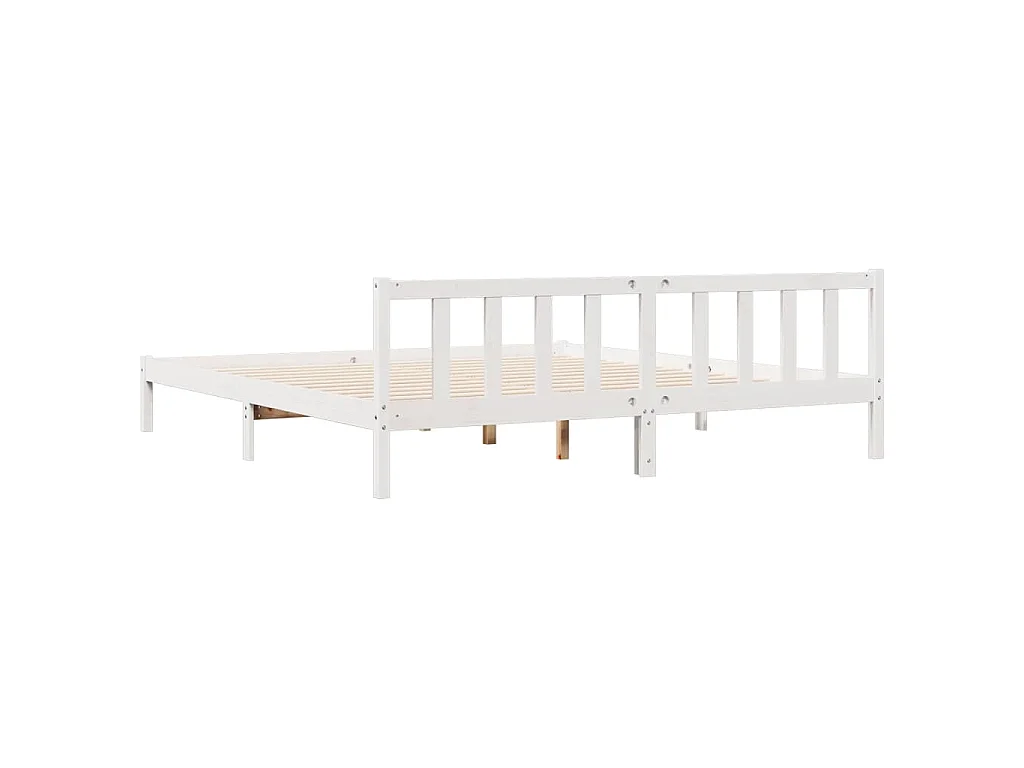 Letto Extra Lungo senza Materasso Bianco 180x220 cm in Pino