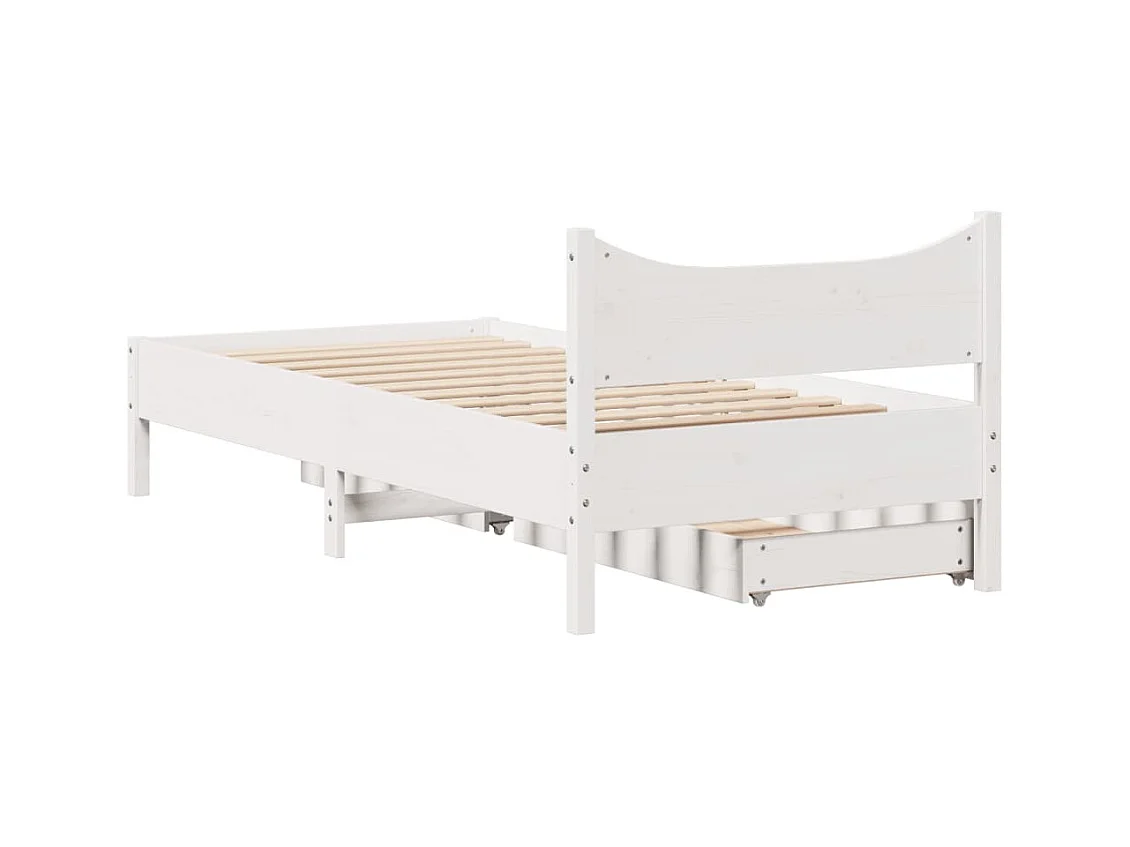 Cadre de lit avec tiroirs blanc 100x200 cm bois massif de pin