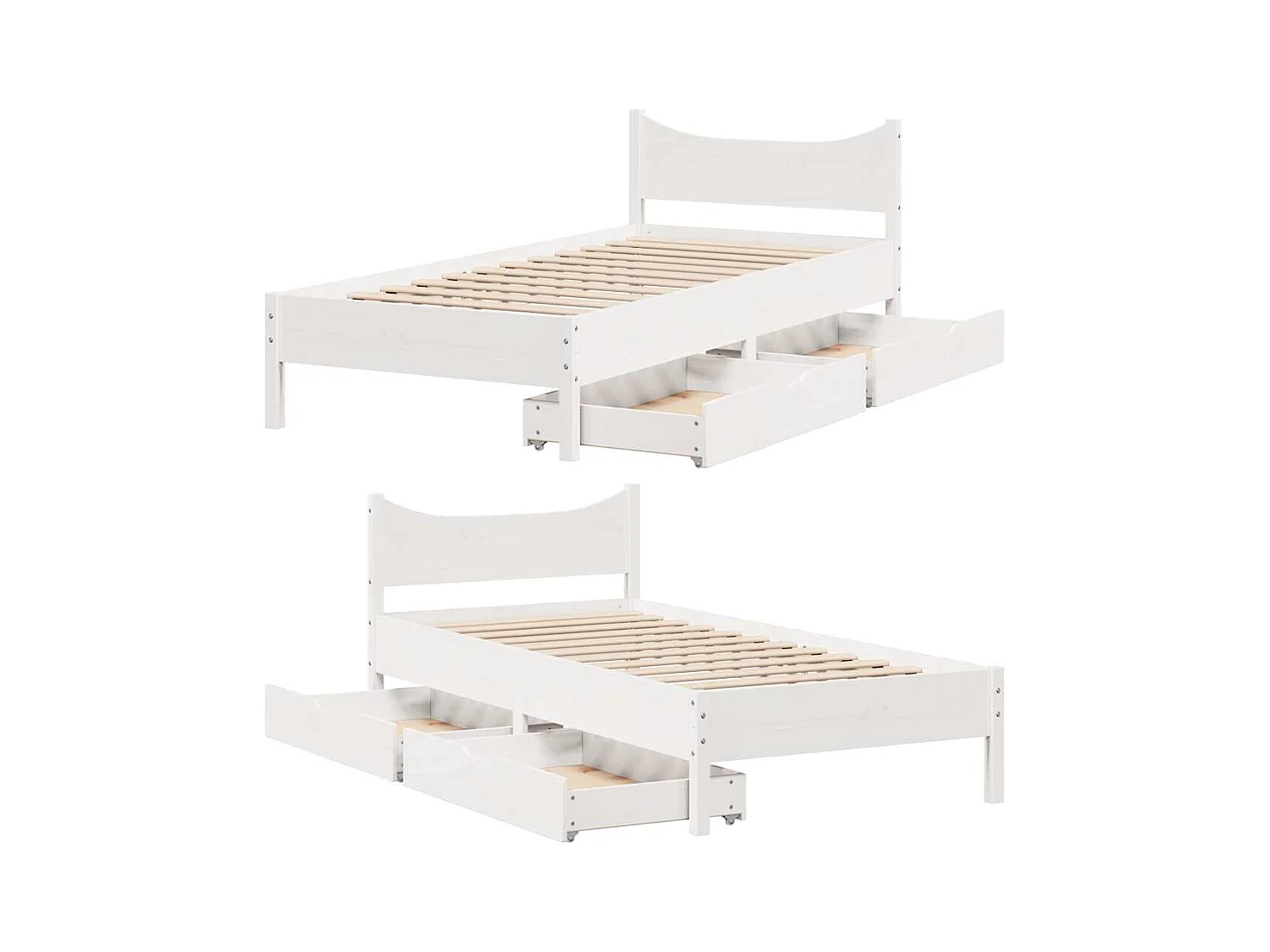 Bedframe met lades massief grenenhout wit 100x200 cm