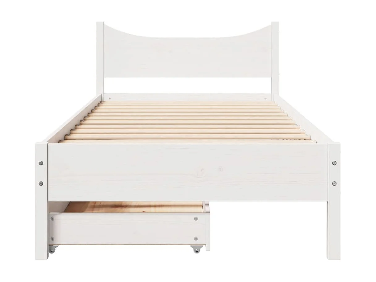 Estrutura de cama c/ gavetas 100x200 cm pinho maciço branco