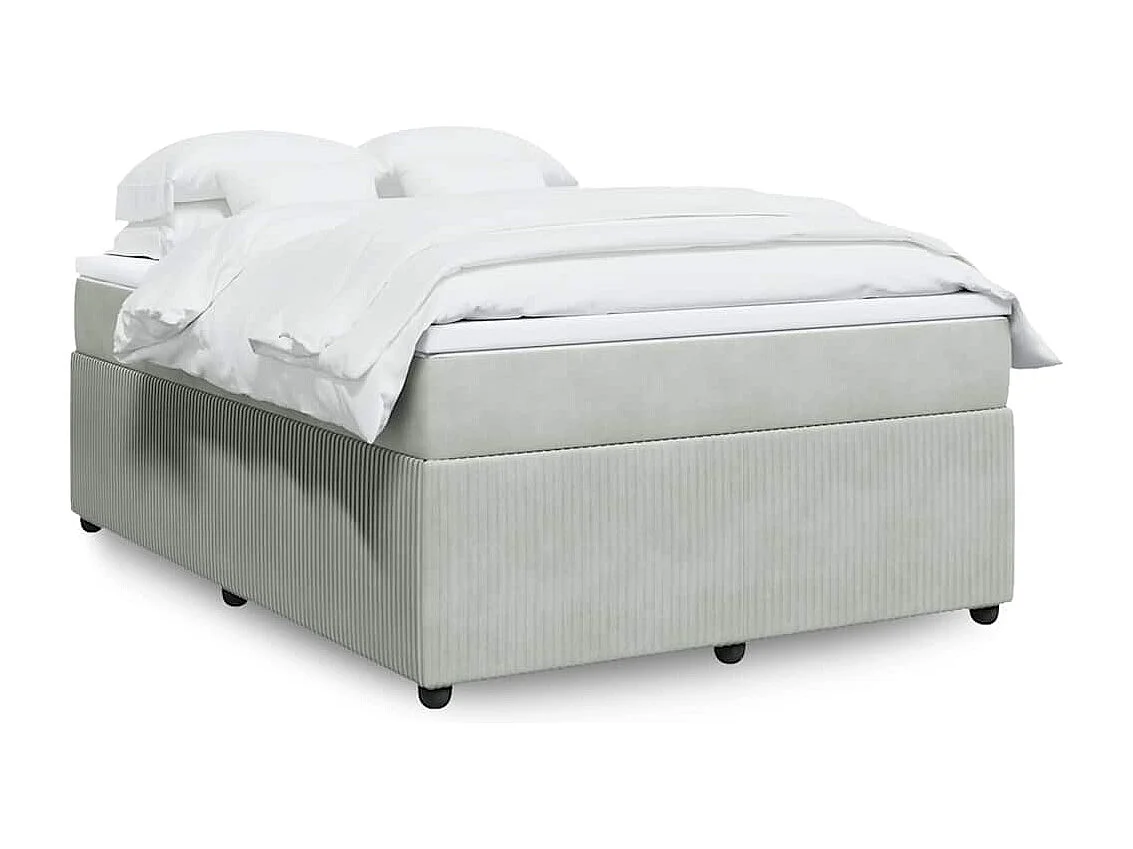 Boxspringbett mit Matratze Hellgrau 140x200 cm Samt
