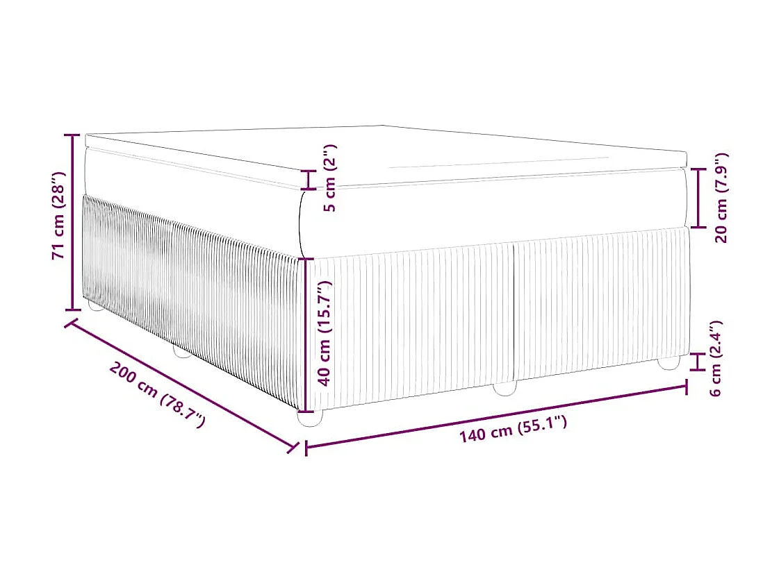 Boxspringbett mit Matratze Hellgrau 140x200 cm Samt