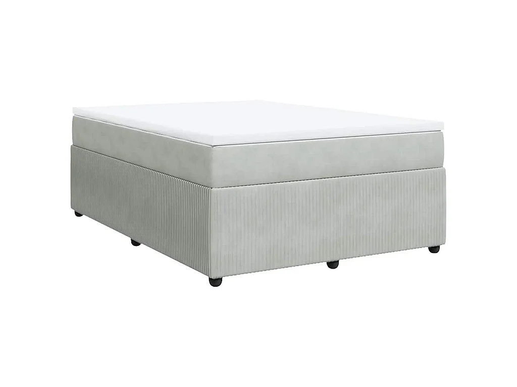 Cama box spring con colchón terciopelo gris claro 140x200 cm