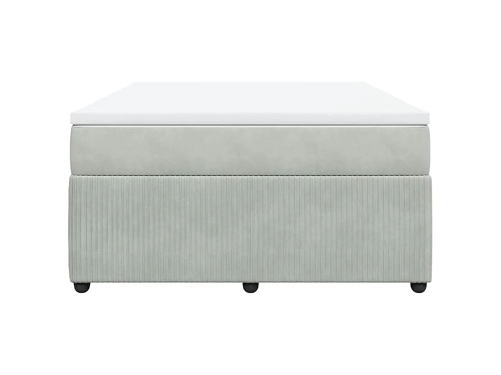 Cama box spring con colchón terciopelo gris claro 140x200 cm