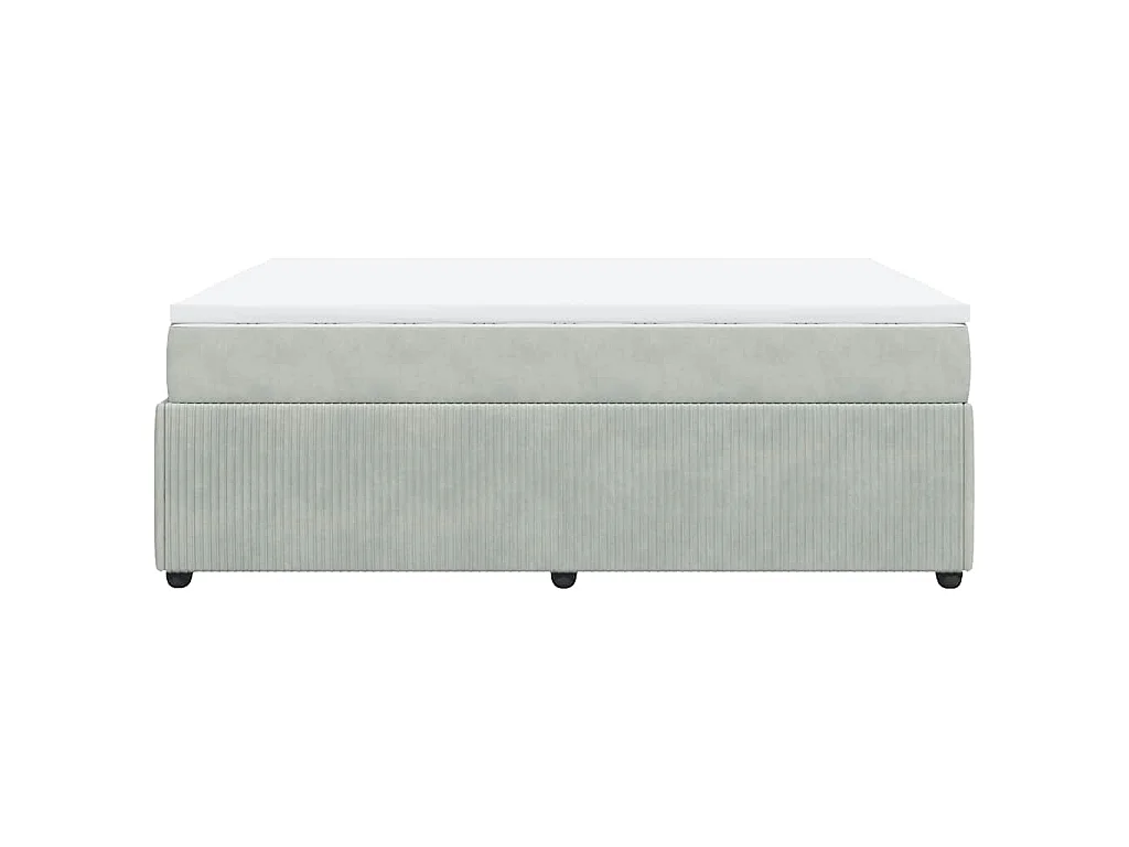Cama box spring con colchón terciopelo gris claro 140x200 cm