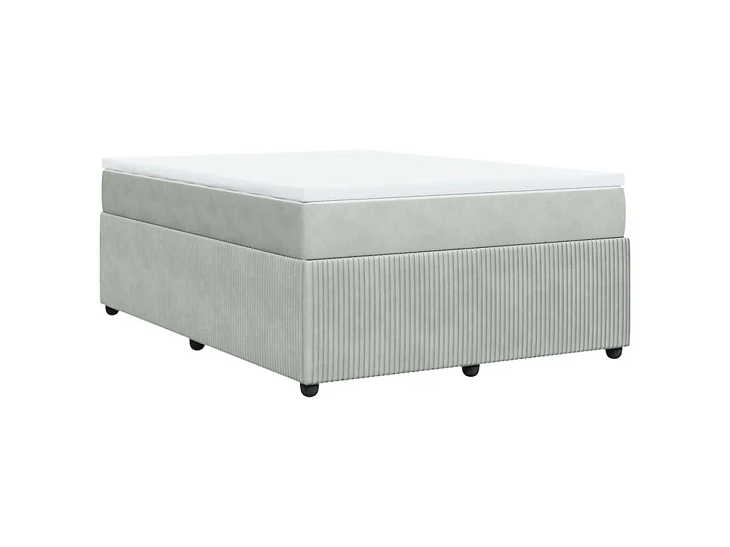 Cama box spring con colchón terciopelo gris claro 140x200 cm