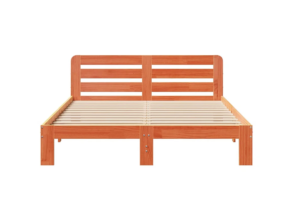 Cadre de lit sans matelas cire marron 140x190cm bois pin massif