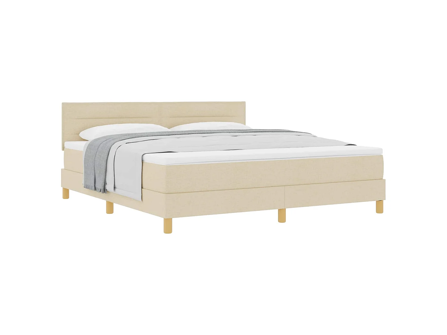 Boxspringbed met kussen met hoofdeinde Crème 180 x 200 cm Stof