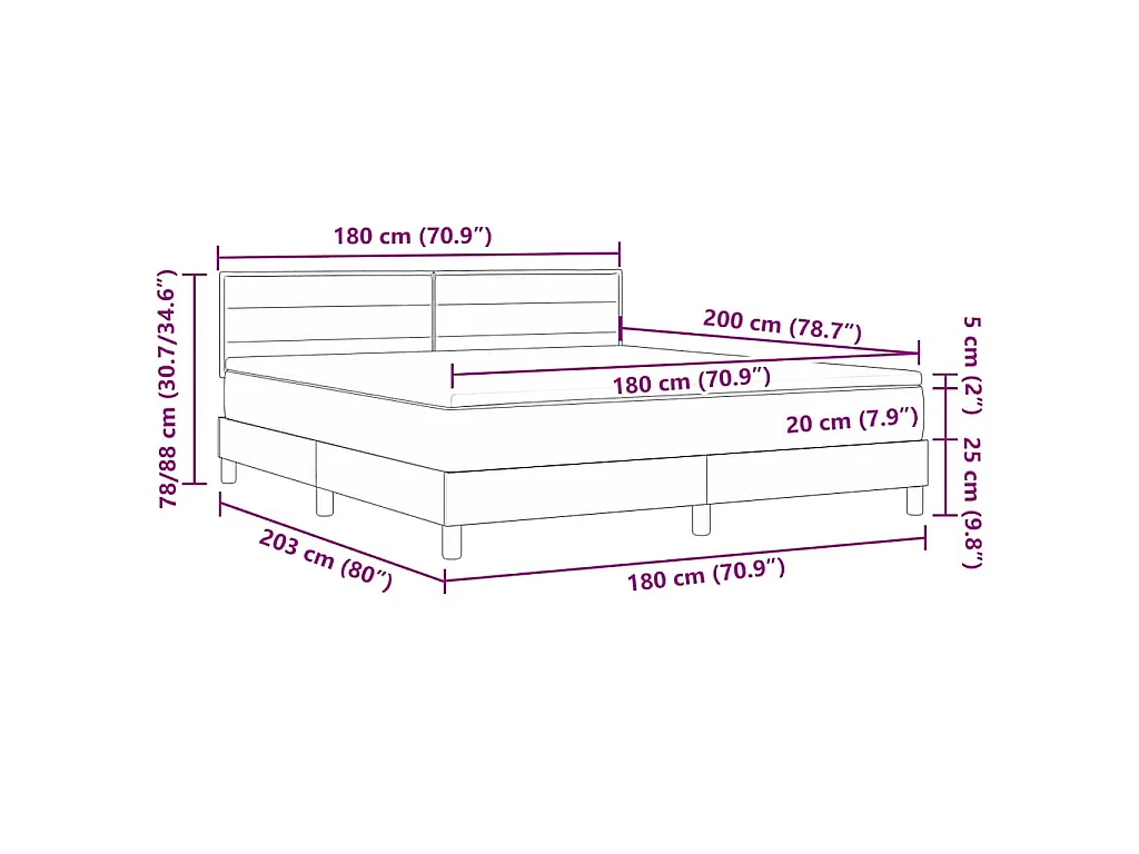 Boxspringbed met kussen met hoofdeinde Crème 180 x 200 cm Stof