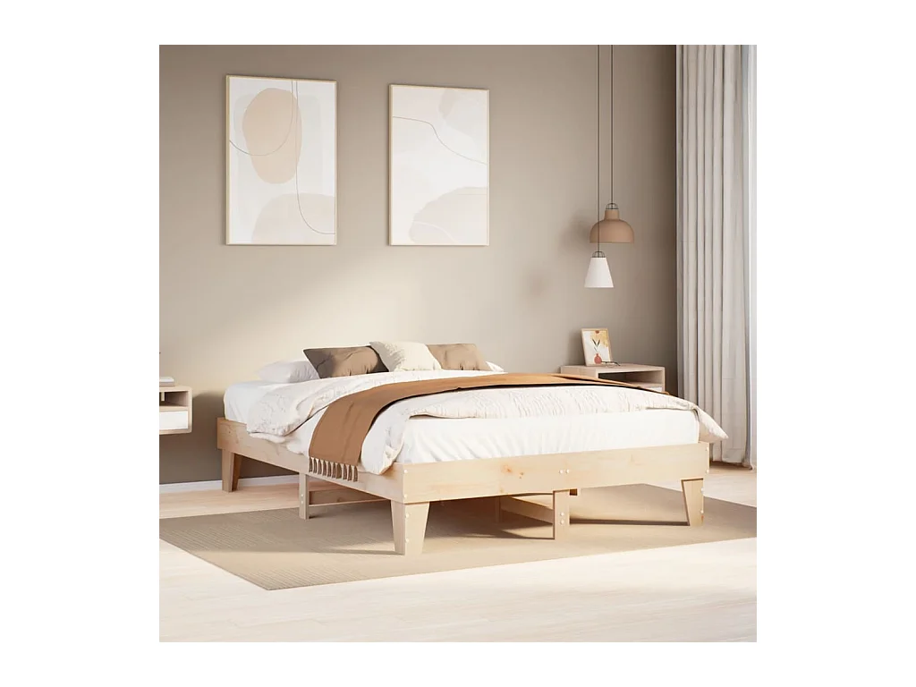 Cadre de lit sans matelas 140x190 cm bois de pin massif