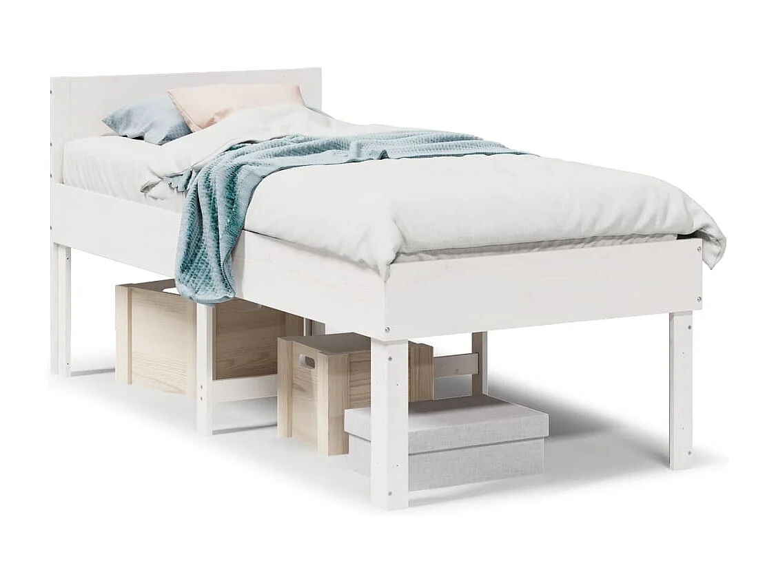Letto senza Materasso Bianco 90x190 cm in Legno Massello Pino
