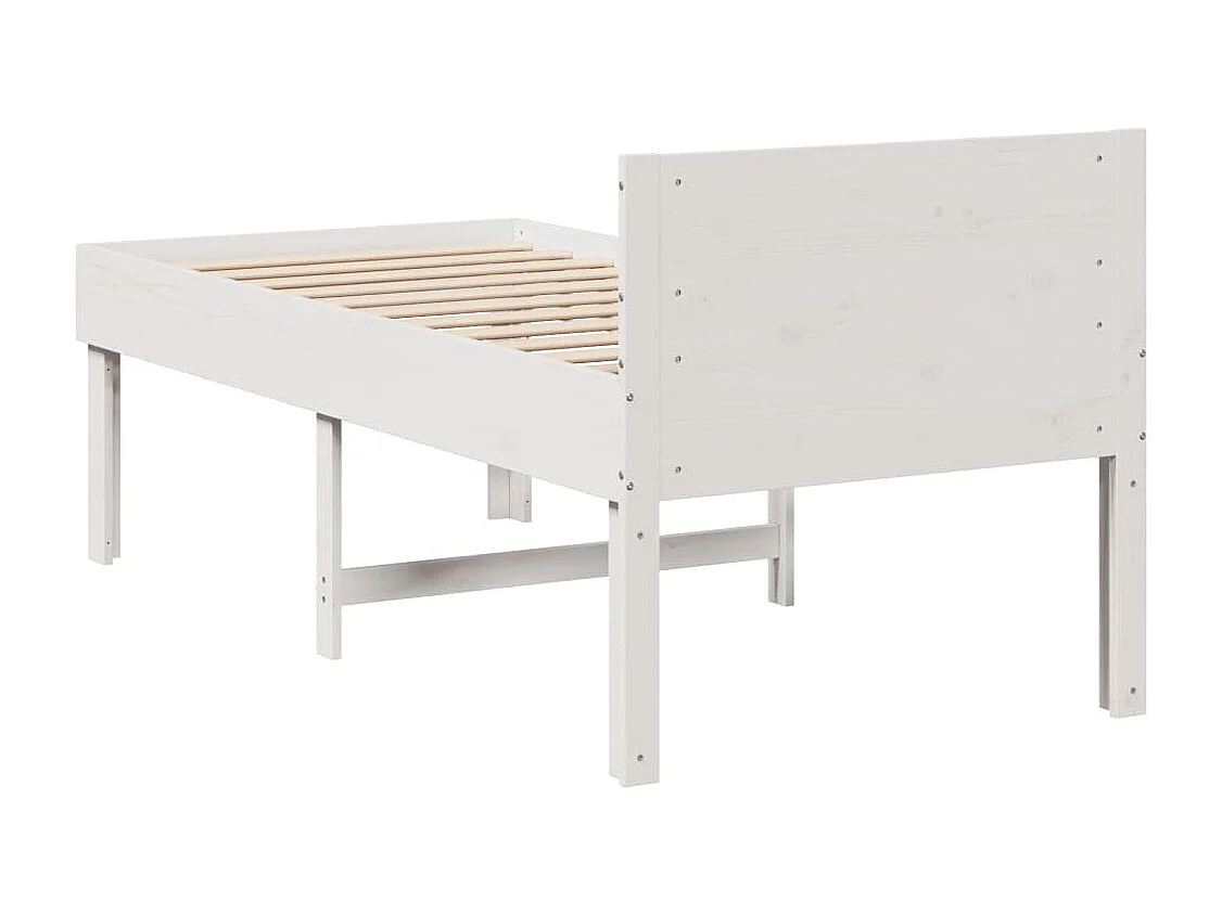 Letto senza Materasso Bianco 90x190 cm in Legno Massello Pino
