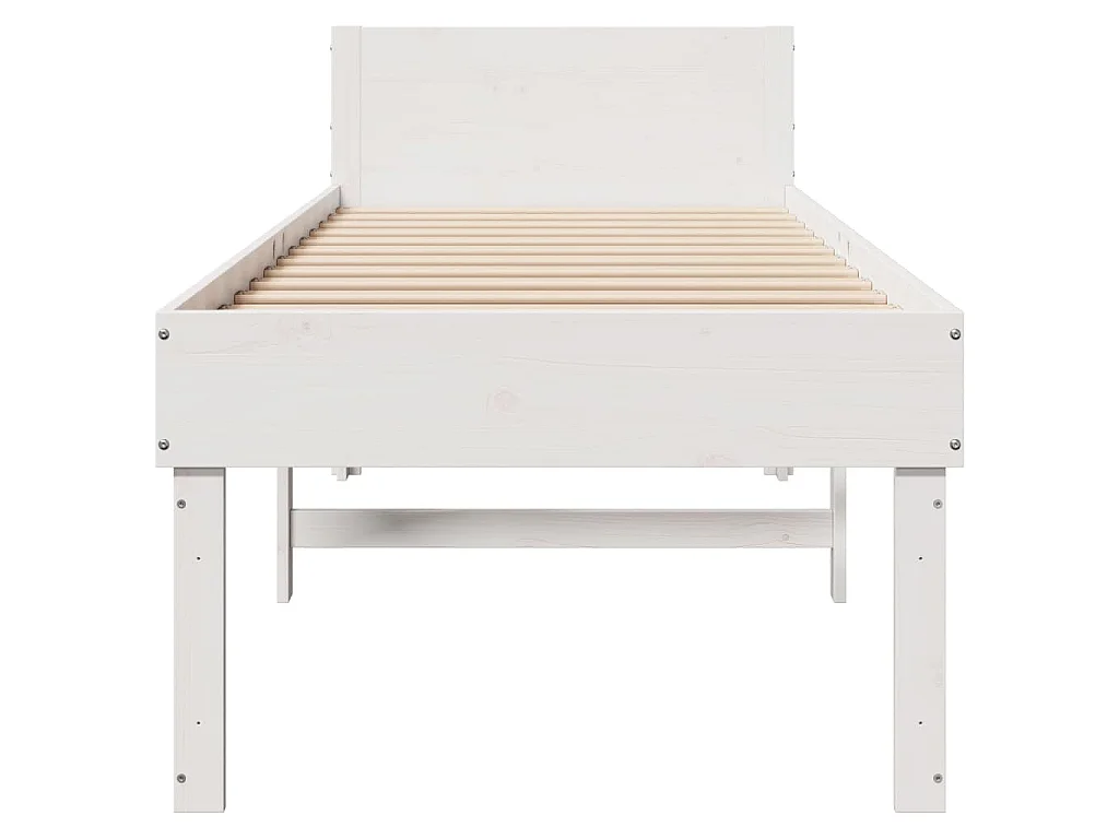 Letto senza Materasso Bianco 90x190 cm in Legno Massello Pino