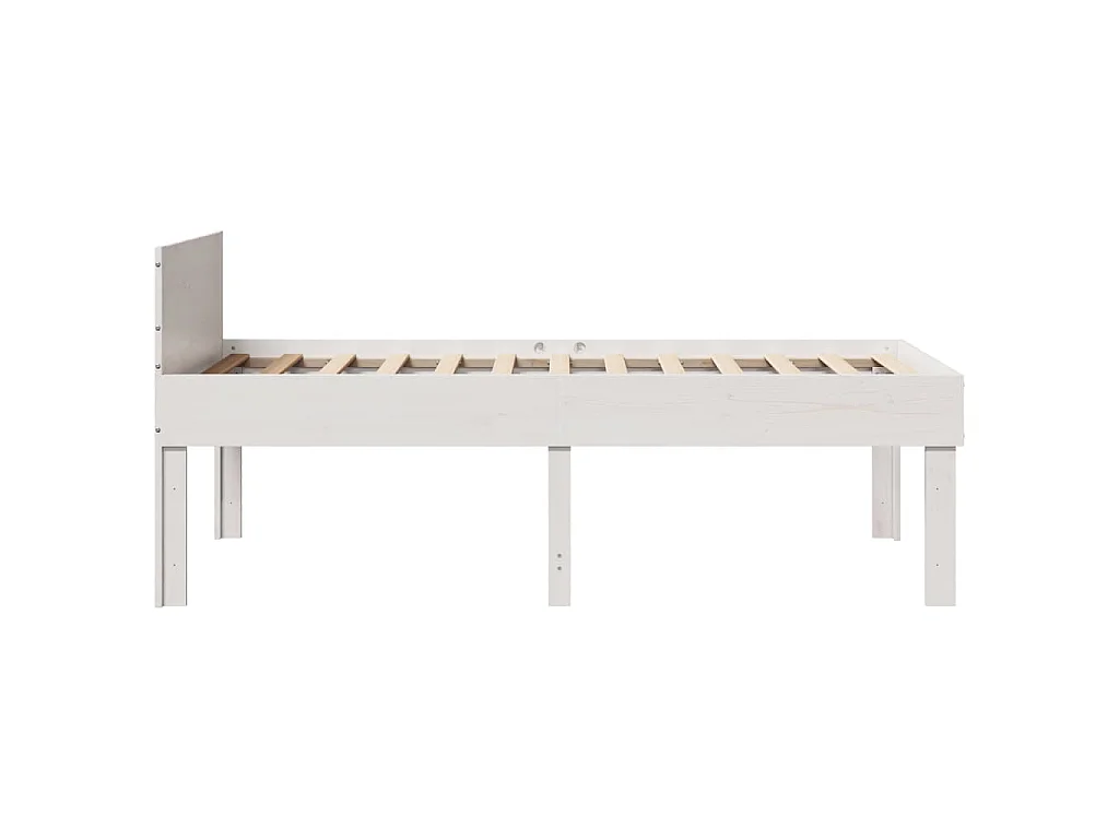 Letto senza Materasso Bianco 90x190 cm in Legno Massello Pino