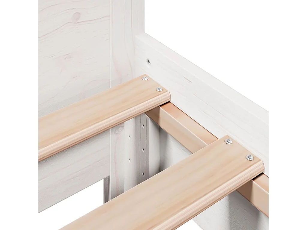 Letto senza Materasso Bianco 90x190 cm in Legno Massello Pino