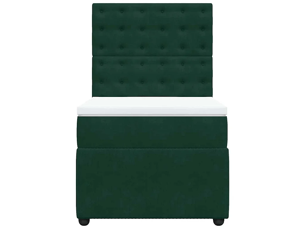 Cama com molas/colchão 90x190 cm veludo verde-escuro