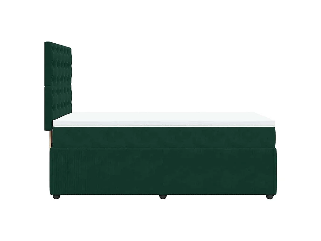Cama com molas/colchão 90x190 cm veludo verde-escuro
