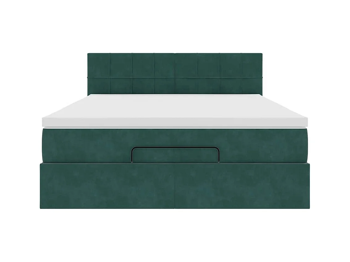 Ottoman-Bett mit Matratze Dunkelgrün 140x200 cm Samt