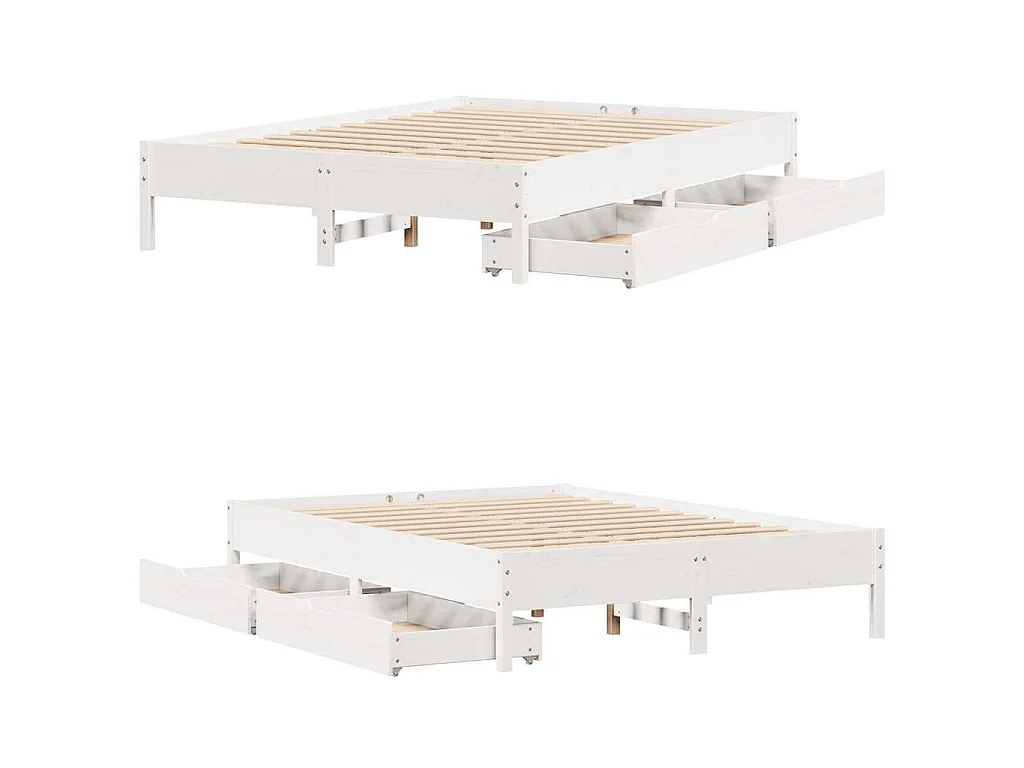 Cadre de lit sans matelas blanc 160x200 cm bois de pin massif