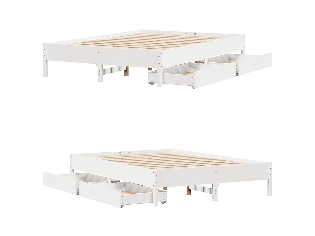 Bedframe zonder matras massief grenenhout wit 160x200 cm