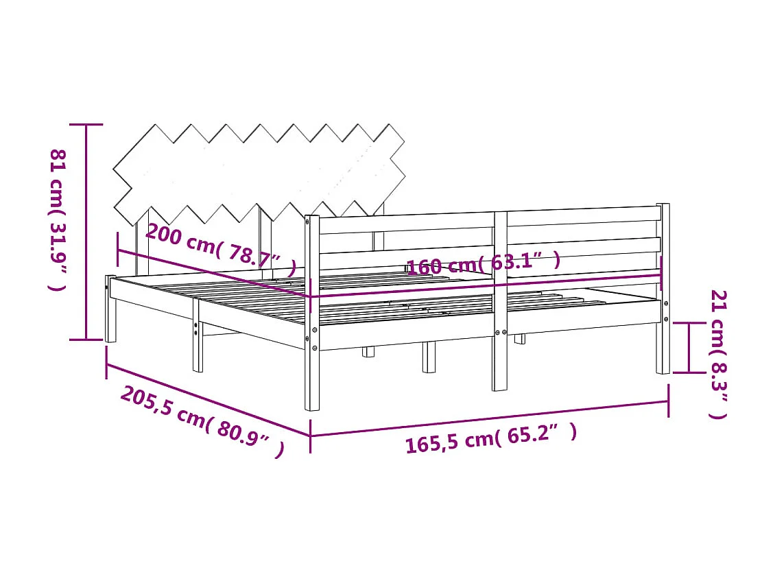 Massivholzbett mit Kopfteil Weiß 160x200 cm