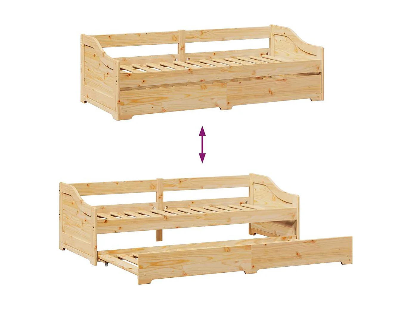 Tagesbett Ausziehbar ohne Matratze IRUN 90x200cm